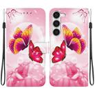 For Samsung Galaxy S23 5G Crystal Texture Colored Drawing Leather Phone Case(Pink Butterflies) - 1