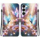 For Samsung Galaxy S23 5G Crystal Texture Colored Drawing Leather Phone Case(Butterfly Love Flower) - 1