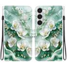 For Samsung Galaxy S23 5G Crystal Texture Colored Drawing Leather Phone Case(Jade Flowers) - 1