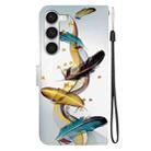 For Samsung Galaxy S23+ 5G Crystal Texture Colored Drawing Leather Phone Case(Gold Butterfly Feathers) - 3