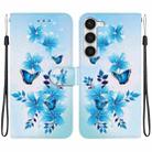 For Samsung Galaxy S23+ 5G Crystal Texture Colored Drawing Leather Phone Case(Blue Butterflies) - 1