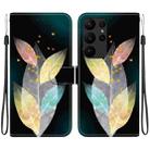 For Samsung Galaxy S23 Ultra 5G Crystal Texture Colored Drawing Leather Phone Case(Colored Leaves) - 1