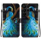 For Samsung Galaxy S23 Ultra 5G Crystal Texture Colored Drawing Leather Phone Case(Peacock) - 1
