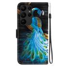 For Samsung Galaxy S23 Ultra 5G Crystal Texture Colored Drawing Leather Phone Case(Peacock) - 3