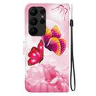 For Samsung Galaxy S23 Ultra 5G Crystal Texture Colored Drawing Leather Phone Case(Pink Butterflies) - 3