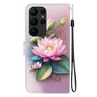 For Samsung Galaxy S23 Ultra 5G Crystal Texture Colored Drawing Leather Phone Case(Lotus) - 3