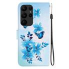 For Samsung Galaxy S23 Ultra 5G Crystal Texture Colored Drawing Leather Phone Case(Blue Butterflies) - 3