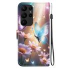 For Samsung Galaxy S23 Ultra 5G Crystal Texture Colored Drawing Leather Phone Case(Butterfly Love Flower) - 3