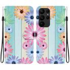 For Samsung Galaxy S23 Ultra 5G Crystal Texture Colored Drawing Leather Phone Case(Sunflowers) - 1