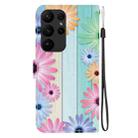 For Samsung Galaxy S23 Ultra 5G Crystal Texture Colored Drawing Leather Phone Case(Sunflowers) - 3