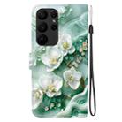 For Samsung Galaxy S23 Ultra 5G Crystal Texture Colored Drawing Leather Phone Case(Jade Flowers) - 3