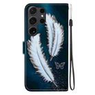 For Samsung Galaxy S22 Ultra 5G Crystal Texture Colored Drawing Leather Phone Case(White Butterfly Feathers) - 3