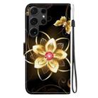 For Samsung Galaxy S22 Ultra 5G Crystal Texture Colored Drawing Leather Phone Case(Gold Flower) - 3