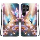 For Samsung Galaxy S22 Ultra 5G Crystal Texture Colored Drawing Leather Phone Case(Butterfly Love Flower) - 1