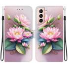 For Samsung Galaxy S22 5G Crystal Texture Colored Drawing Leather Phone Case(Lotus) - 1