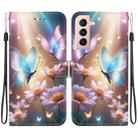 For Samsung Galaxy S22 5G Crystal Texture Colored Drawing Leather Phone Case(Butterfly Love Flower) - 1