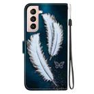 For Samsung Galaxy S21 5G Crystal Texture Colored Drawing Leather Phone Case(White Butterfly Feathers) - 3