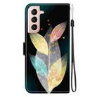 For Samsung Galaxy S21 5G Crystal Texture Colored Drawing Leather Phone Case(Colored Leaves) - 3