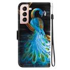 For Samsung Galaxy S21 5G Crystal Texture Colored Drawing Leather Phone Case(Peacock) - 3