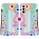 For Samsung Galaxy S21 5G Crystal Texture Colored Drawing Leather Phone Case(Sunflowers) - 1