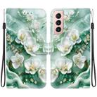 For Samsung Galaxy S21 5G Crystal Texture Colored Drawing Leather Phone Case(Jade Flowers) - 1