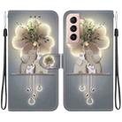 For Samsung Galaxy S21+ 5G Crystal Texture Colored Drawing Leather Phone Case(Elephants) - 1