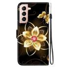For Samsung Galaxy S21+ 5G Crystal Texture Colored Drawing Leather Phone Case(Gold Flower) - 3