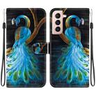 For Samsung Galaxy S21+ 5G Crystal Texture Colored Drawing Leather Phone Case(Peacock) - 1