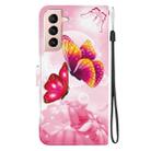 For Samsung Galaxy S21+ 5G Crystal Texture Colored Drawing Leather Phone Case(Pink Butterflies) - 3