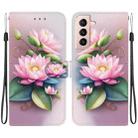 For Samsung Galaxy S21+ 5G Crystal Texture Colored Drawing Leather Phone Case(Lotus) - 1