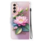 For Samsung Galaxy S21+ 5G Crystal Texture Colored Drawing Leather Phone Case(Lotus) - 3