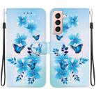 For Samsung Galaxy S21+ 5G Crystal Texture Colored Drawing Leather Phone Case(Blue Butterflies) - 1