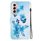 For Samsung Galaxy S21+ 5G Crystal Texture Colored Drawing Leather Phone Case(Blue Butterflies) - 3