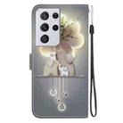 For Samsung Galaxy S21 Ultra 5G Crystal Texture Colored Drawing Leather Phone Case(Elephants) - 3