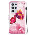 For Samsung Galaxy S21 Ultra 5G Crystal Texture Colored Drawing Leather Phone Case(Pink Butterflies) - 3