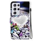 For Samsung Galaxy S21 Ultra 5G Crystal Texture Colored Drawing Leather Phone Case(Heart Shaped) - 3