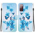 For Samsung Galaxy S20 FE Crystal Texture Colored Drawing Leather Phone Case(Blue Butterflies) - 1