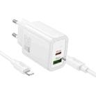 hoco N61 PD20W+QC3.0 Charger Set with 1m Type-C to 8 Pin Cable, Specification:EU Plug(White) - 1