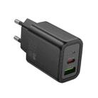 hoco N61 PD20W+QC3.0 Dual Port Charger, Specification:EU Plug(Black) - 1