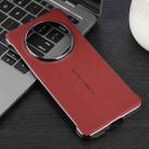 For Huawei Mate 70 Pro / Pro+ Plain Leather Electroplated PC Phone Case(Red) - 2