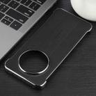 For Huawei Mate 70 Plain Leather Electroplated PC Phone Case(Black) - 3