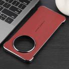 For Huawei Mate 70 Plain Leather Electroplated PC Phone Case(Red) - 3