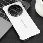 For Huawei Mate 70 Plain Leather Electroplated PC Phone Case(White) - 2