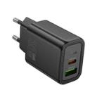 hoco N63 PD30W+QC3.0 Dual Port Charger, Specification:EU Plug(Black) - 1