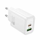 hoco N63 PD30W+QC3.0 Dual Port Charger, Specification:EU Plug(White) - 1