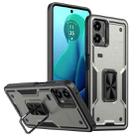 For Motorola Moto G 5G 2024 Ring Holder PC Hybrid TPU Phone Case(Titanium Grey) - 1
