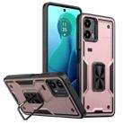 For Motorola Moto G 5G 2024 Ring Holder PC Hybrid TPU Phone Case(Rose Gold) - 1