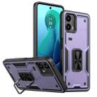 For Motorola Moto G 5G 2024 Ring Holder PC Hybrid TPU Phone Case(Purple) - 1