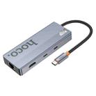 hoco HB52 Wow Type-C to HDTV, RJ45, PD, Type-C, 2xUSB3.0, SD, TF Card 8 in 1 Multi-function Converter(Dark Gray) - 1