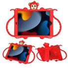 For iPad 10.2 Cartoon Monkey Kids Tablet Shockproof EVA Protective Case with Holder & Shoulder Strap & Handle(Red) - 1
